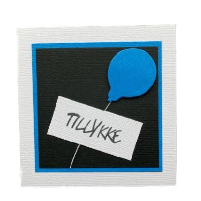 Image of Tillykke, blå ballon - Lykønskningskort (3505)
